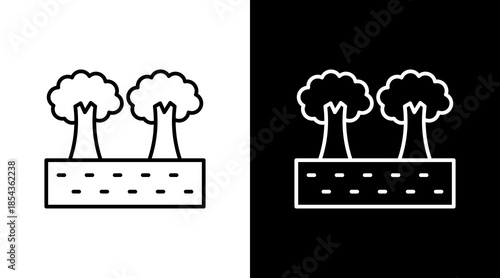 Tree Nursery Outline White Icon Set Design
