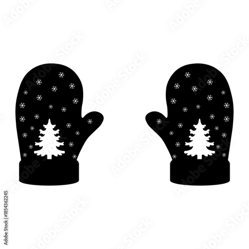 Black and White Christmas Gloves