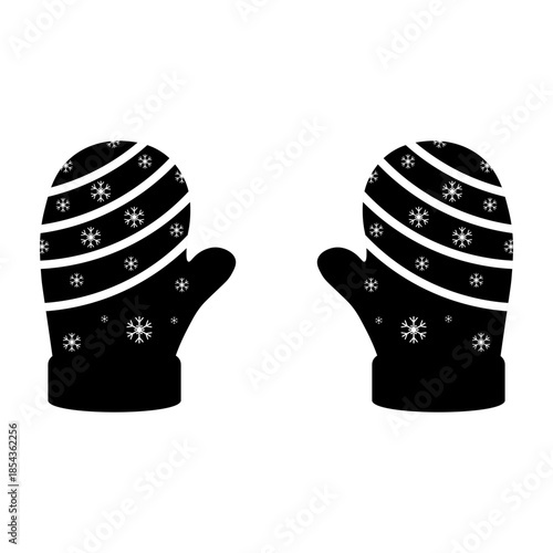 Black and White Christmas Gloves