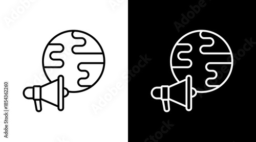 Eco Awareness Outline White Icon Set Design