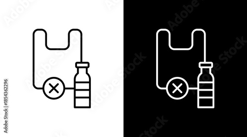 Plastic-Free Outline White Icon Set Design