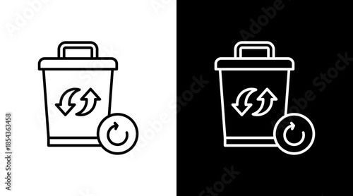 Recycle Bin Outline White Icon Set Design