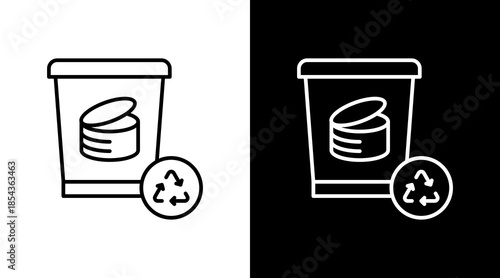 Metal Recycling Outline White Icon Set Design