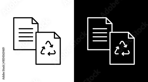 Paper Recycling Outline White Icon Set Design