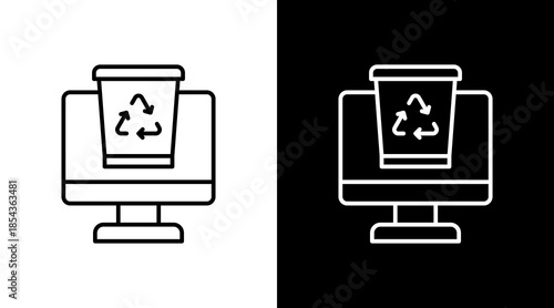 E-Waste Recycling Outline White Icon Set Design