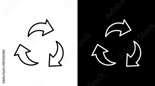 Recycling Outline White Icon Set Design
