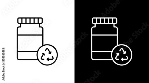 Glass Recycling Outline White Icon Set Design