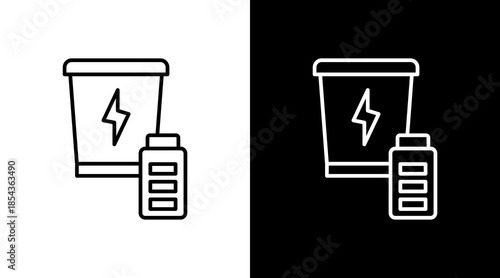 Battery Disposal Outline White Icon Set Design