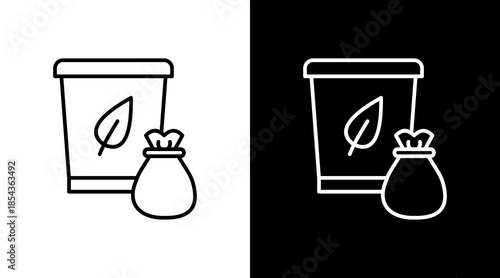 Organic Waste Outline White Icon Set Design