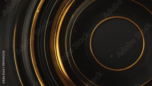 Abstract golden rings on black background for design elements and digital art