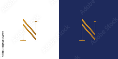 Luxury and modern letter N initials logo design