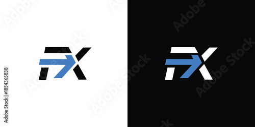 Strong and modern letter FX initials logo design