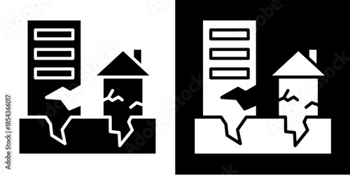 Earthquake  Icon Set White Style Collection