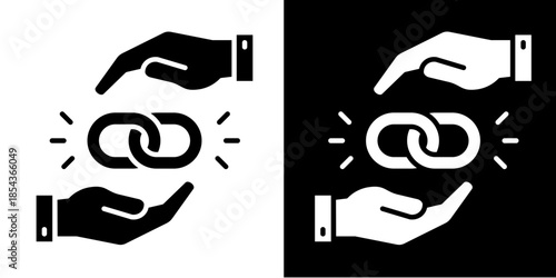 Linked  Icon Set White Style Collection