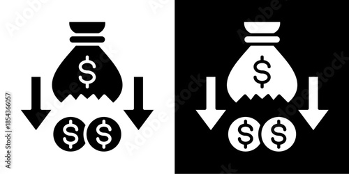 Money Loss  Icon Set White Style Collection