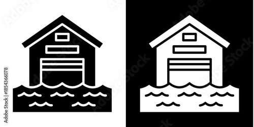 Flood  Icon Set White Style Collection