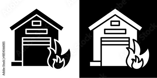 Fire  Icon Set White Style Collection