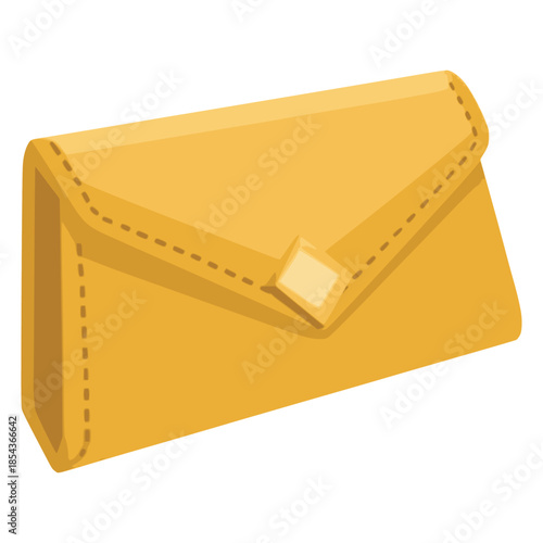 yellow leather wallet money fashion flat color vector illustration template design
