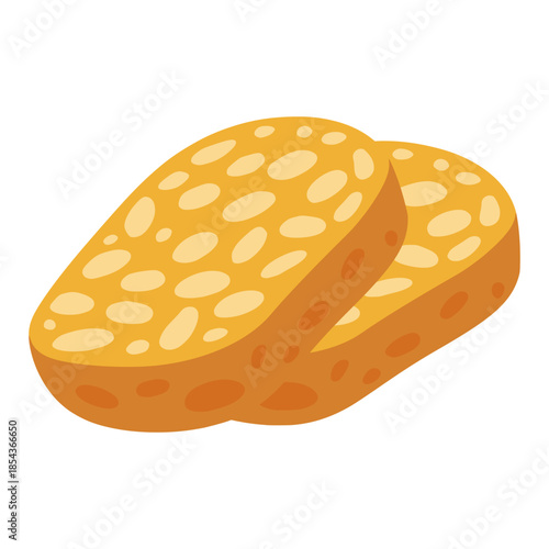 fried tempeh Indonesian traditional food flat color vector illustration template design