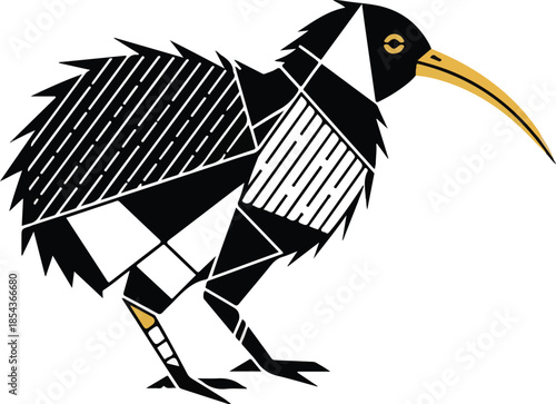 Geometric Kiwi Bird Illustration A Modern Take on a National Icon.