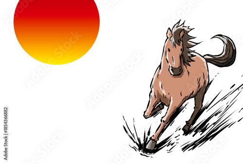 年賀状, 午年, 馬, 午, 謹賀新年, 和風, 和柄, 筆文字, 文字, 手書き, ハッピーニューイヤー