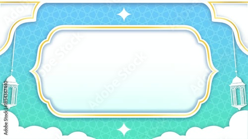 Blue gradiend and white Islamic animation background