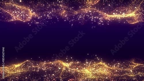 金色に輝くパーティクルが流れる抽象背景ループ / Abstract Golden Particle Flow Background Loop