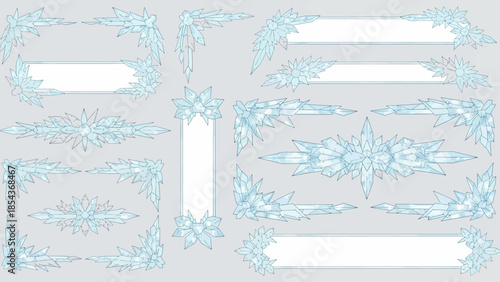 Elegant Stylized Ice Crystal Borders Set