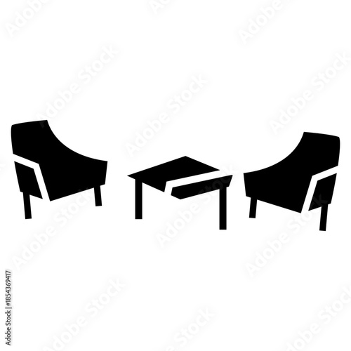chair and table furniture glyph icon illustration vector