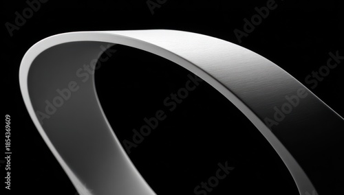 Wallpaper Mural Abstract minimalist design of curved white ribbon against black background Torontodigital.ca