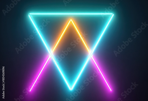 Wallpaper Mural Abstract neon triangles against dark backdrop modern graphic design element Torontodigital.ca