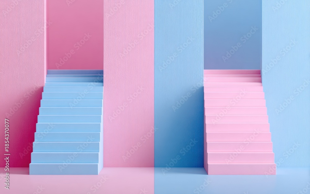 custom made wallpaper toronto digitalAbstract pink and blue staircase design with geometric shapes and copy space