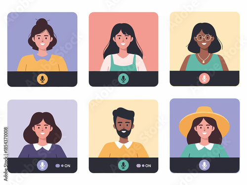 Diverse Group Online Seminar Training Vector