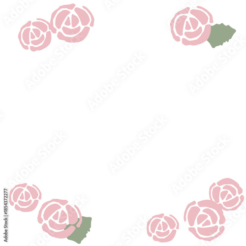 やさしい花の上下フレーム 幼稚園クラス名シリーズ｜バラ｜Gentle Floral Top and Bottom Frame for Kindergarten Class Name – Rose