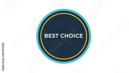 Circular badge graphic with the text best choice in white, set against a dark blue background with yellow and light blue borders, representing a seal