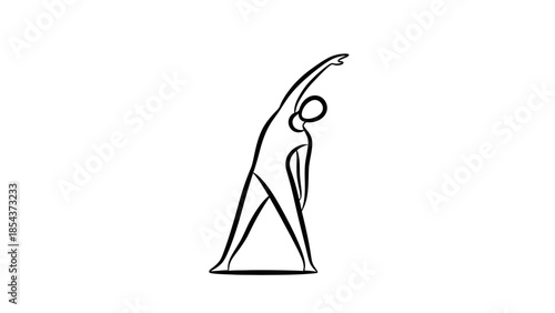 Minimalist line icon of a person performing a side stretch exercise
