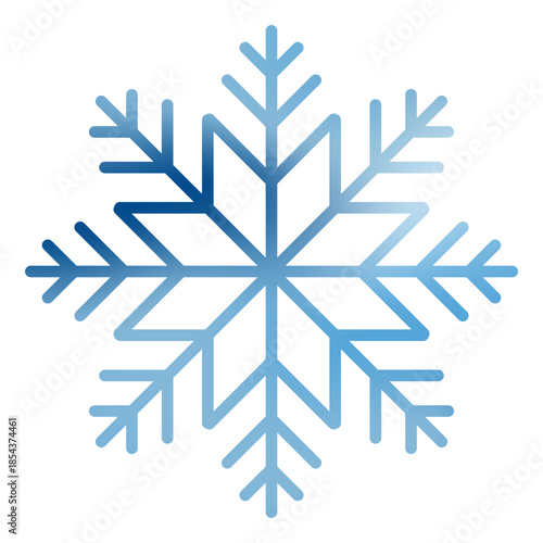 Watercolor snowflake. Artistic blue snowflake with watercolor texture. Snow icon. Winter decoration. Vector illustration