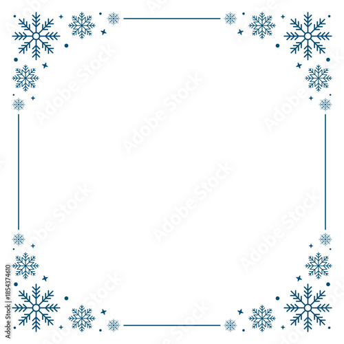 Snowflakes seamless border. Snowflakes seamless pattern. Snow border frame. Template for winter design. Vector illustration
