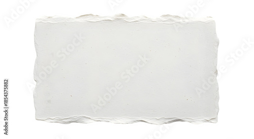 Textured white paper with rough deckled edges on a solid black background