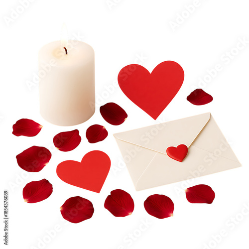 Romantic Valentines Day Setup with Candle and Roses