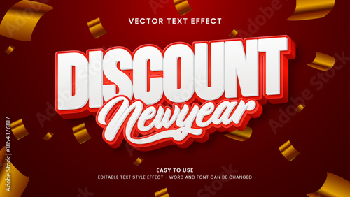 discount new year editable text effect 3d vector