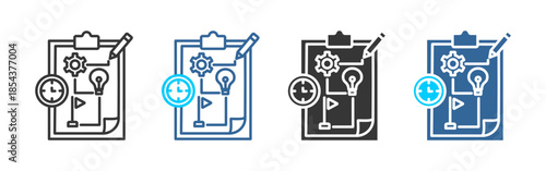 strategy icon set multiple style collection	
