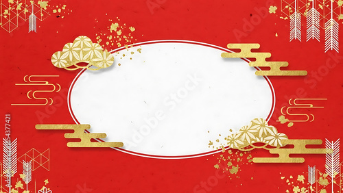 gold chinese new year frame with red background and white space