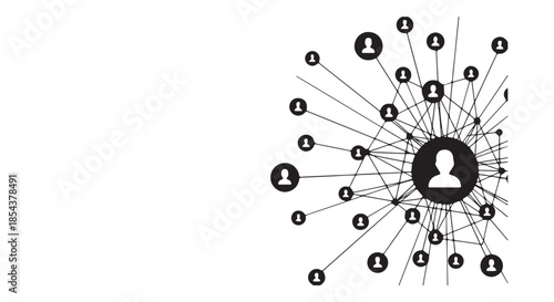 A complex social network structure showing connections between a central figure and multiple users