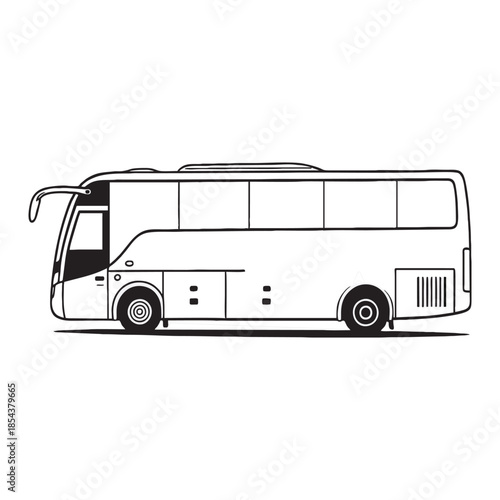 Modern tourist bus silhouette vector illustration isolated on white background for transportation design