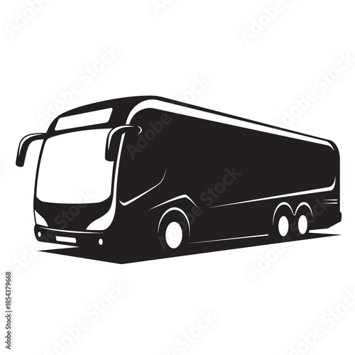 Modern tourist bus silhouette vector illustration isolated on white background for transportation design