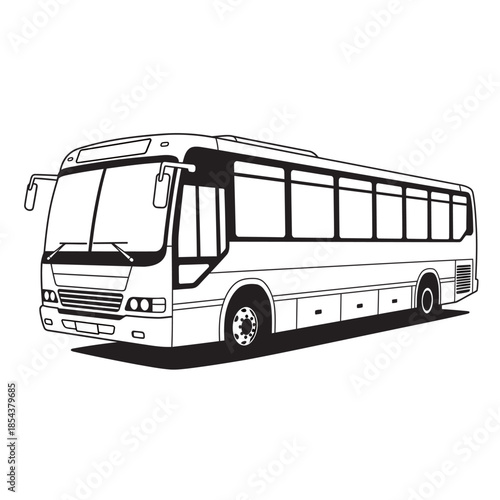 Modern tourist bus silhouette vector illustration isolated on white background for transportation design