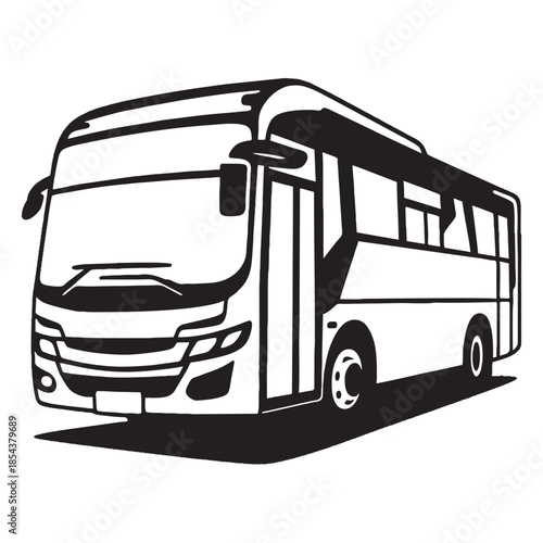 Modern tourist bus silhouette vector illustration isolated on white background for transportation design