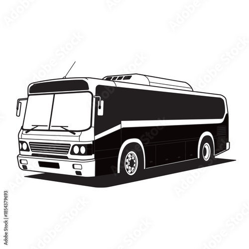Modern tourist bus silhouette vector illustration isolated on white background for transportation design