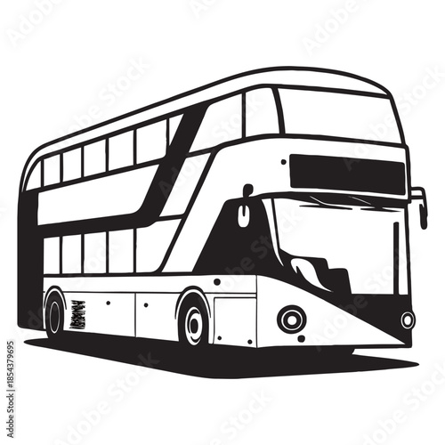 Modern tourist bus silhouette vector illustration isolated on white background for transportation design